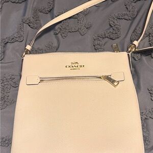 COACH Cream Pebbled Leather Crossbody with Gold Hardware